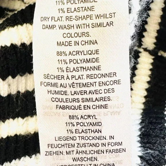 FRENCH CONNECTION Women Long Sleeve Turtle Neck Striped Sweater Size Large - Picture 9 of 9